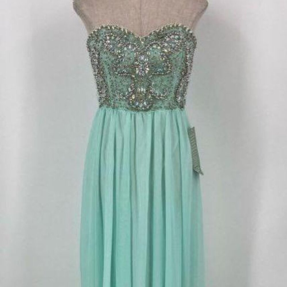 My Michelle Seafoam Homecoming Strapless Rhinestone Dress Prom NWT Sz 9 REDUCED